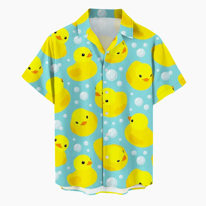 Chemise hawaïenne à manches courtes pour hommes, vêtements College de canard de dessin animé 3D, bouton de mode, streetwear à revers, chemises d'été, nouveau