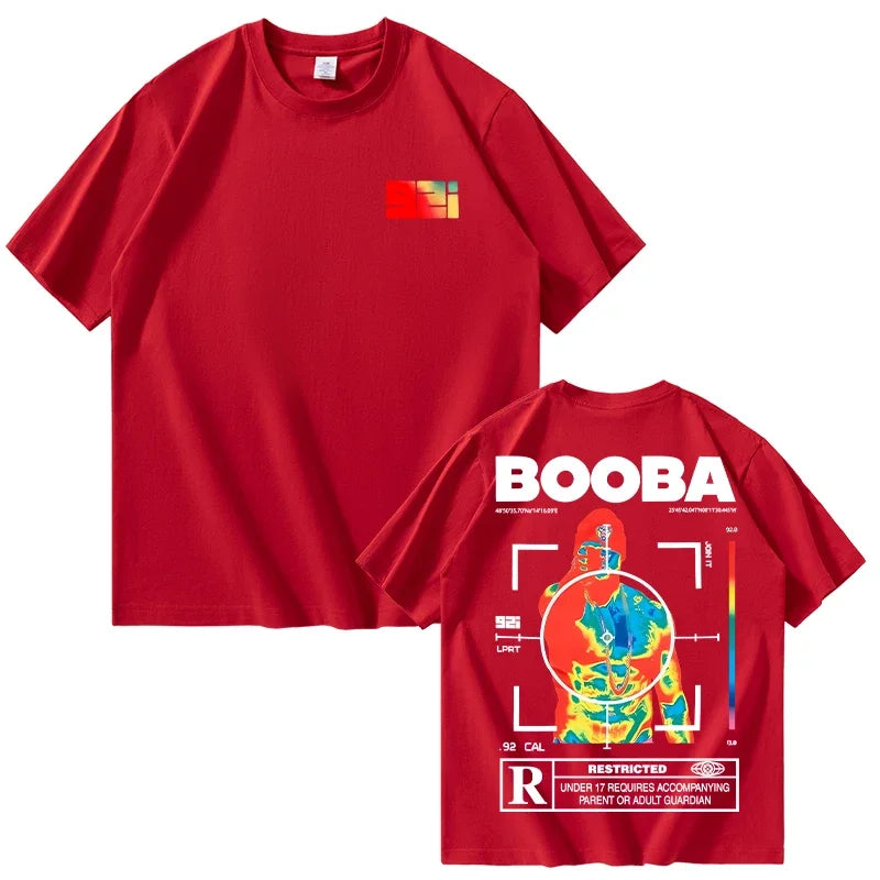B2O T-shirts hommes mode créative BOOBA imprimé à manches courtes t-shirt femmes décontracté Harajuku Streetwear t-shirt hauts