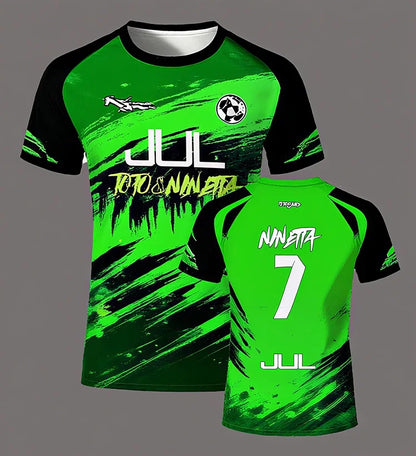 Uniformes de football de la série JUL 90 minutes, T-shirts respirants pour sports de plein air pour hommes et femmes, à séchage rapide, hauts courts pour adultes