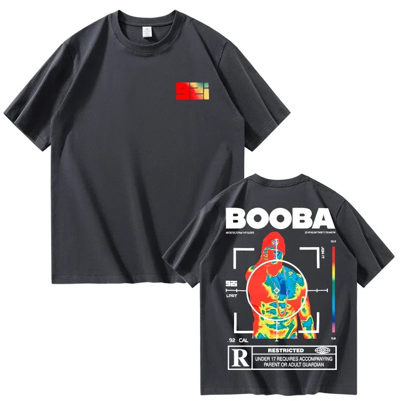 B2O T-shirts hommes mode créative BOOBA imprimé à manches courtes t-shirt femmes décontracté Harajuku Streetwear t-shirt hauts