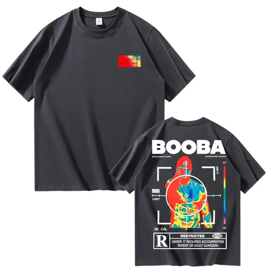 B2O T-shirts hommes mode créative BOOBA imprimé à manches courtes t-shirt femmes décontracté Harajuku Streetwear t-shirt hauts