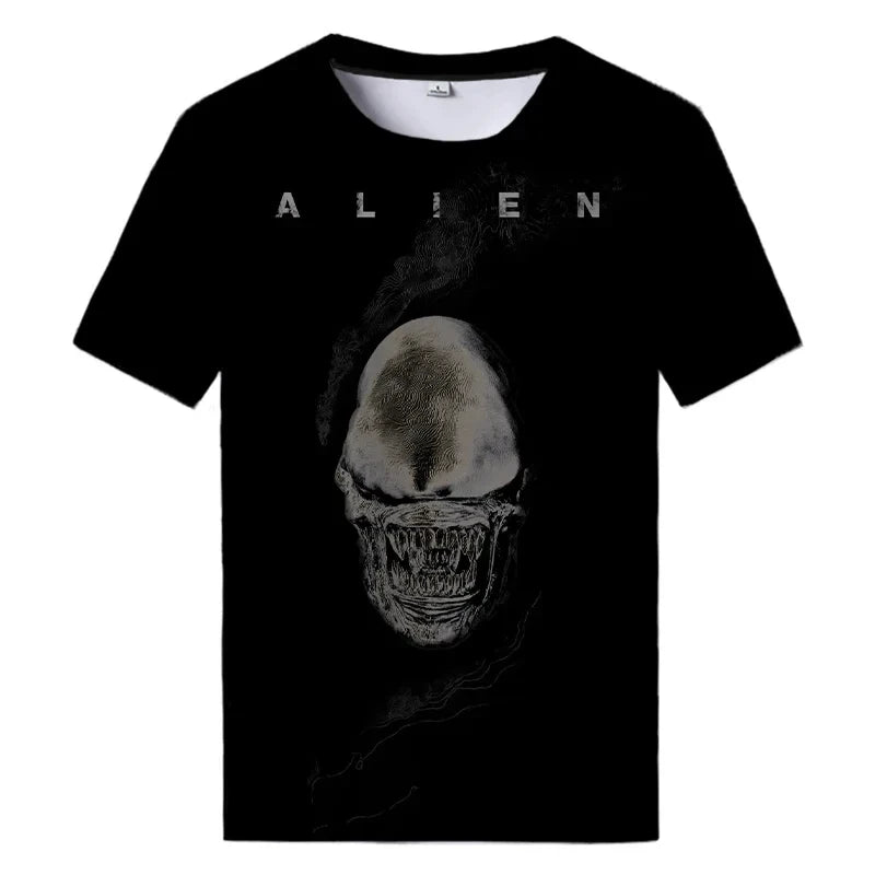 Été nouveau Alien Art impression 3D T-shirt pour hommes vêtements quotidien T-shirt style décontracté horreur Alien film graphique Harajuku hauts t-shirts