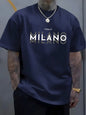 Été hommes 100% pur coton décontracté coupe ample grande taille italie MILANO imprimé confortable col rond à manches courtes T-shirt haut
