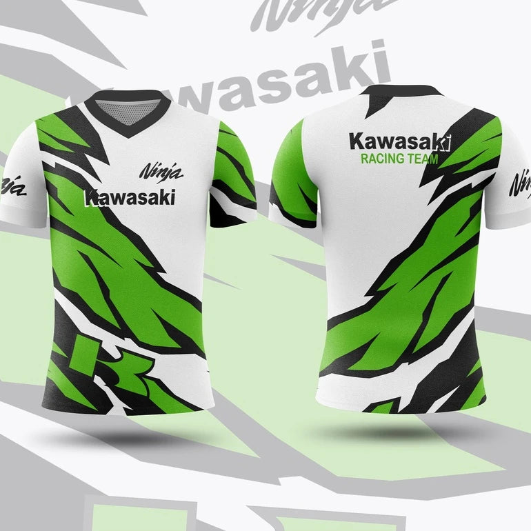 T-shirt de moto à séchage rapide pour hommes, imprimé KAWASAKI, sport, respirant, absorbant la sueur, Locomotive, manches courtes, été 2025