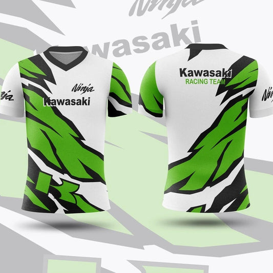 T-shirt de moto à séchage rapide pour hommes, imprimé KAWASAKI, sport, respirant, absorbant la sueur, Locomotive, manches courtes, été 2025