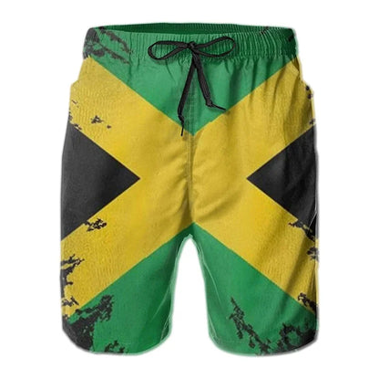 Short de bain jamaïcain pour homme, imprimé en 3D, sensation de natation, mode été, plage, surf, séchage rapide, sport, pantalon court