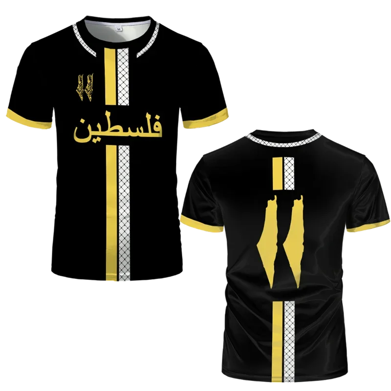 Tendance d'été col rond 3D emblème national imprimé sport t-shirt mode Palestine drapeau Football Jersey décontracté Uniex t-shirts amples