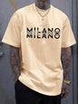 Été hommes 100% pur coton décontracté coupe ample grande taille italie MILANO imprimé confortable col rond à manches courtes T-shirt haut