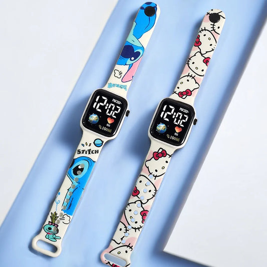 Montre numérique Stitch pour enfants, Hello Kitty, montres pour filles, nouveau