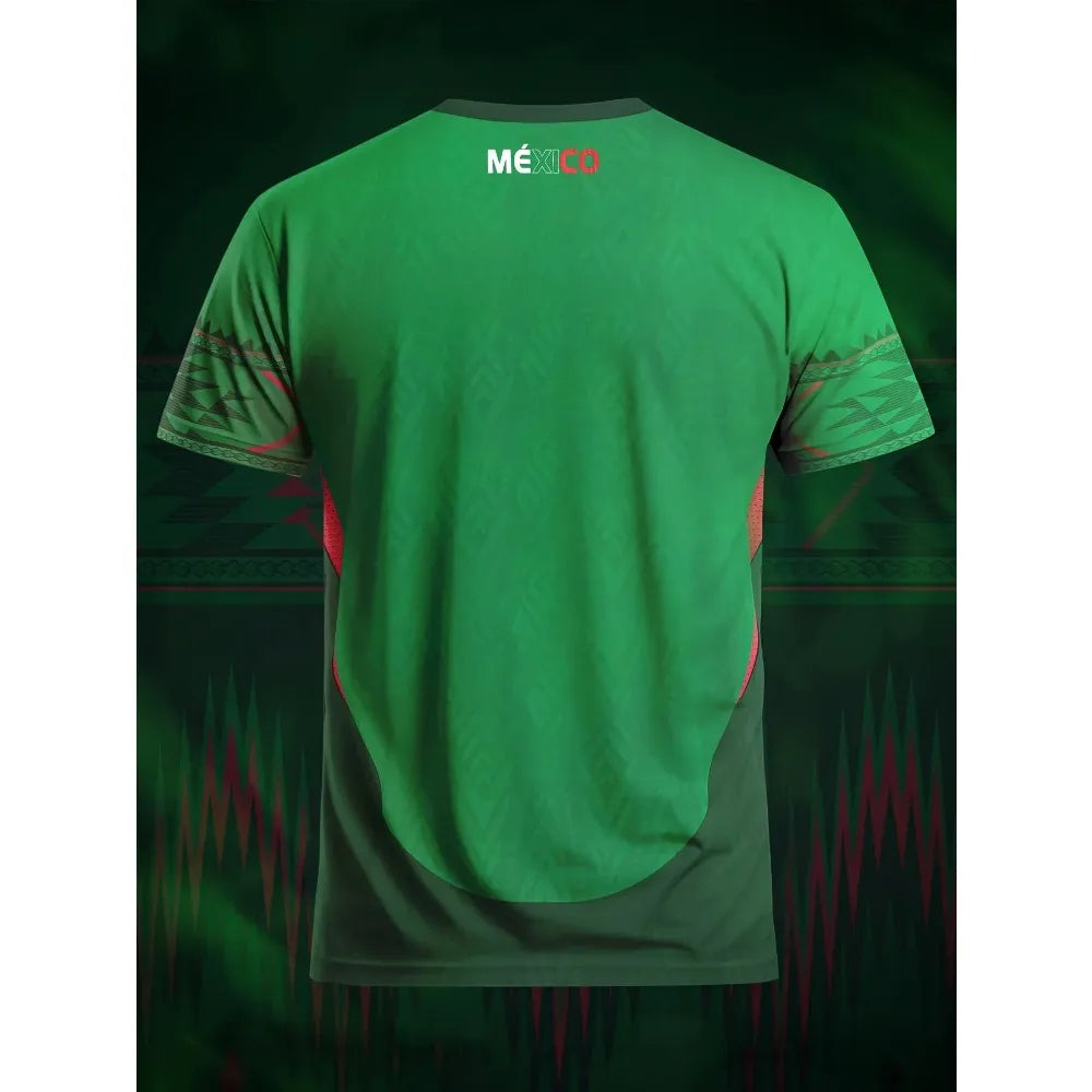 Mexique 3D imprimé maillot de Football T-shirts 2025 été hommes femmes mêmes T-shirts à séchage rapide Sports de plein air hauts vêtements d'entraînement