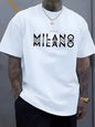 Été hommes 100% pur coton décontracté coupe ample grande taille italie MILANO imprimé confortable col rond à manches courtes T-shirt haut
