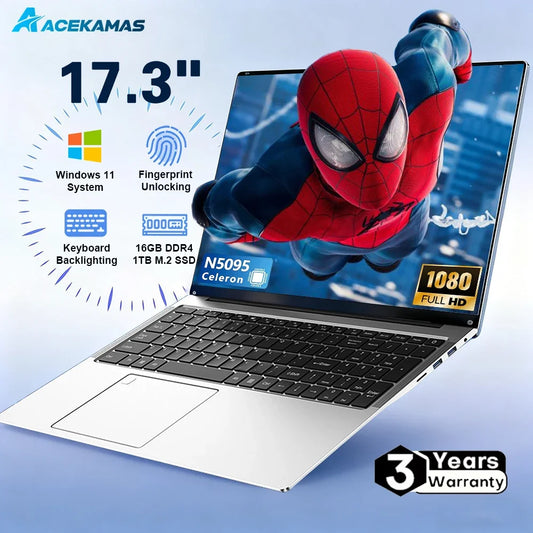Chaud 17.3 "ordinateur portable Intel N5095 Windows 11 16GB DDR4 1TB SSD empreinte digitale déverrouiller jeu bureau étude ordinateur portable