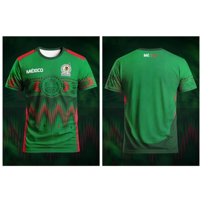Mexique 3D imprimé maillot de Football T-shirts 2025 été hommes femmes mêmes T-shirts à séchage rapide Sports de plein air hauts vêtements d'entraînement