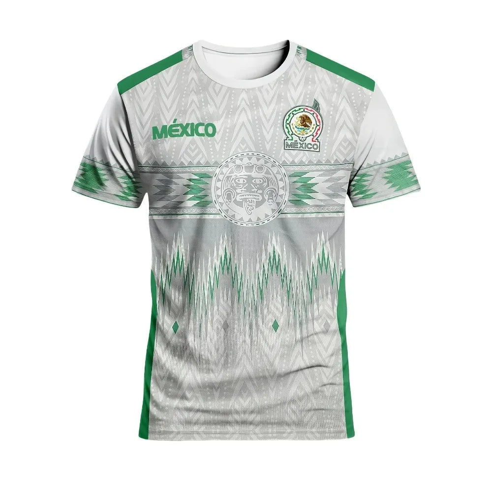 Mexique 3D imprimé maillot de Football T-shirts 2025 été hommes femmes mêmes T-shirts à séchage rapide Sports de plein air hauts vêtements d'entraînement