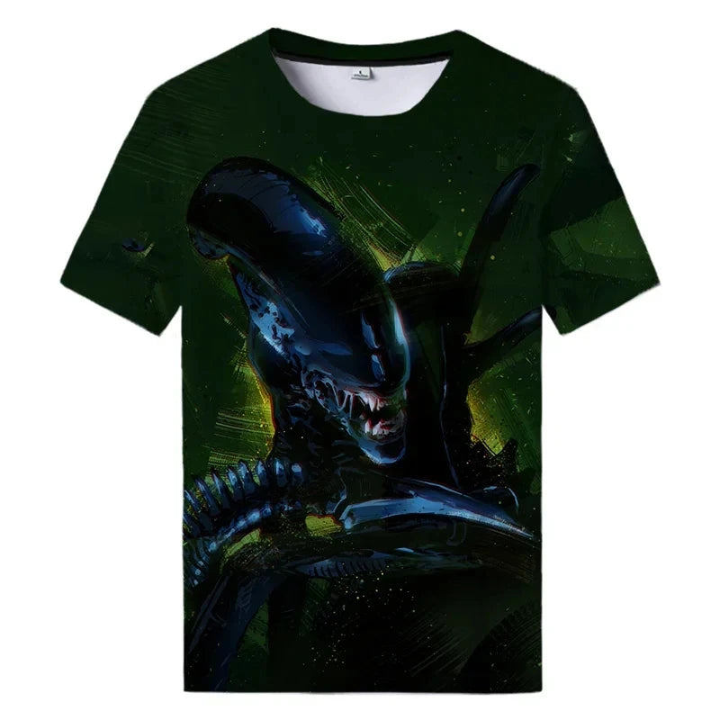 Été nouveau Alien Art impression 3D T-shirt pour hommes vêtements quotidien T-shirt style décontracté horreur Alien film graphique Harajuku hauts t-shirts