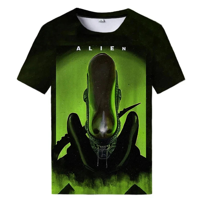 Été nouveau Alien Art impression 3D T-shirt pour hommes vêtements quotidien T-shirt style décontracté horreur Alien film graphique Harajuku hauts t-shirts