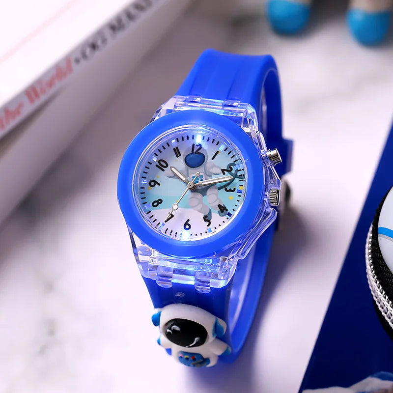 3D Mickey enfants montres filles couleur Source de lumière Silicone Minnie enfants montre dames Quartz horloge cadeaux Relogio Feminino