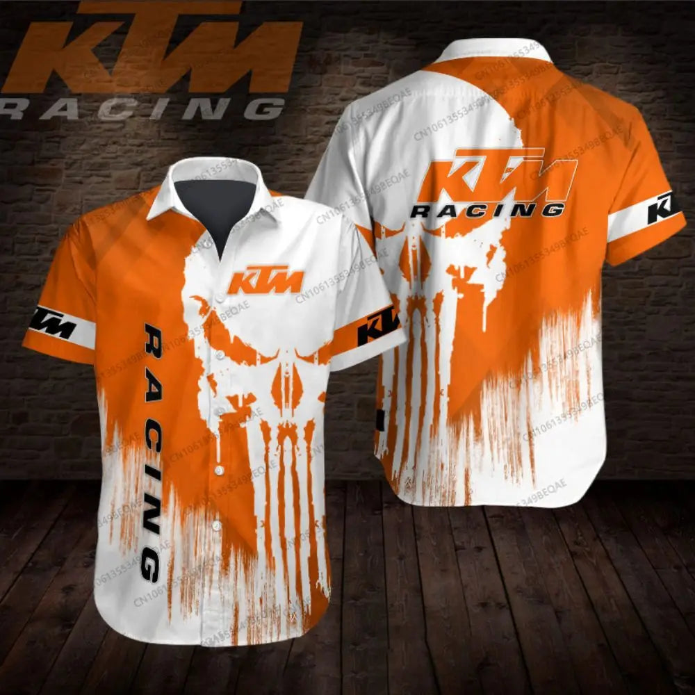 KTM T-shirt homme chemise hawaïenne homme chemises homme vêtements T-shirts pour hommes haut nouveau dans la plage hommes vêtements hauts vérifier Plaid formel