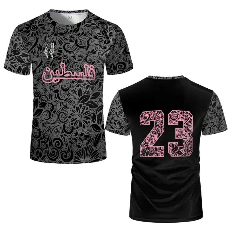 Mode Palestine Drapeau Football Tendance D'été Col rond 3D Emblème National Imprimé Sport T-shirt Décontracté Uniex Lâche T-shirts