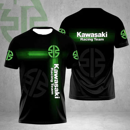T-shirt de moto robuste pour hommes, vêtements de sport Kawasaki à manches courtes pour l'extérieur, vêtements de sport décontractés, nouveau modèle pour 2025