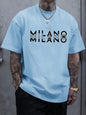 Été hommes 100% pur coton décontracté coupe ample grande taille italie MILANO imprimé confortable col rond à manches courtes T-shirt haut