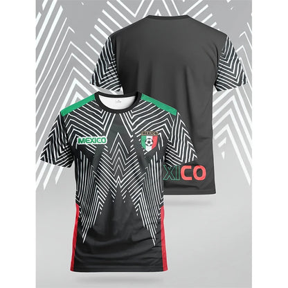 Maillot de Football du mexique T-shirt hommes vêtements rue décontracté col rond t-shirts impression 3D rayure mode été Sport équipe T-shirt haut