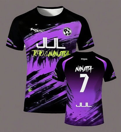 Uniformes de football de la série JUL 90 minutes, T-shirts respirants pour sports de plein air pour hommes et femmes, à séchage rapide, hauts courts pour adultes