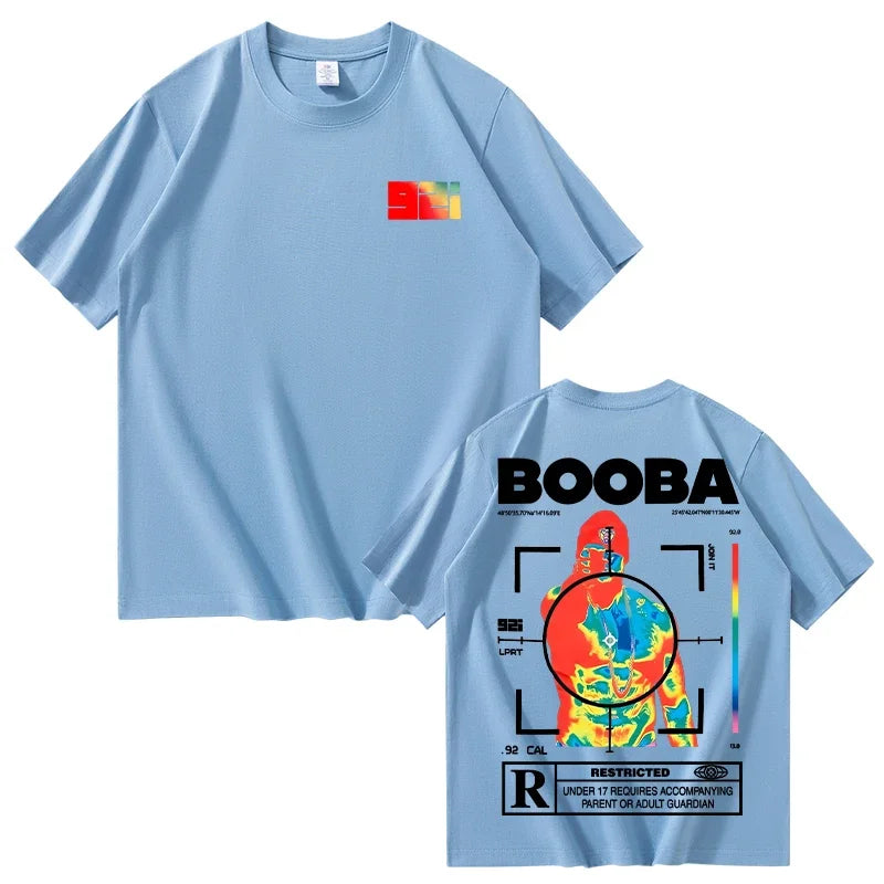 B2O T-shirts hommes mode créative BOOBA imprimé à manches courtes t-shirt femmes décontracté Harajuku Streetwear t-shirt hauts