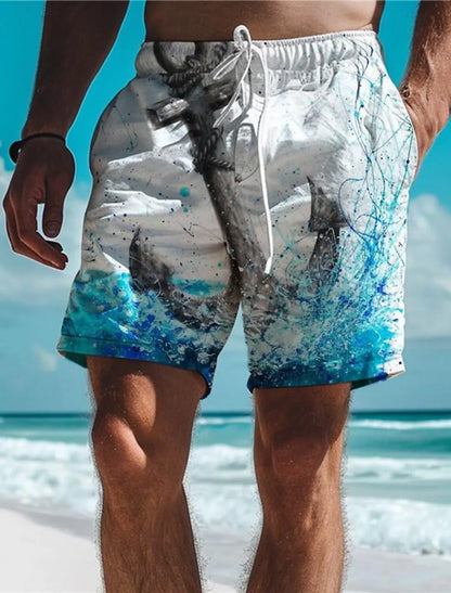 Short de bain pour hommes, maillot de bain avec cordon élastique, séchage rapide, court, plage hawaïen, décontracté, noir, blanc, micro-élastique