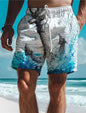 Short de bain pour hommes, maillot de bain avec cordon élastique, séchage rapide, court, plage hawaïen, décontracté, noir, blanc, micro-élastique