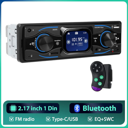 Hikity 2.17 ''1Din lecteur MP3 Bluetooth lecteur multimédia ISO RGB LED éclairage EQ type-c USB volant contrôle voiture stéréo