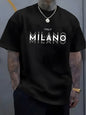 Été hommes 100% pur coton décontracté coupe ample grande taille italie MILANO imprimé confortable col rond à manches courtes T-shirt haut
