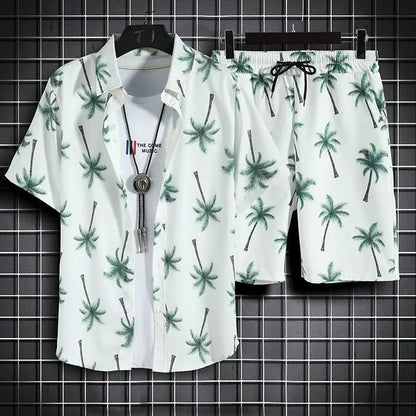 Vêtements de plage pour hommes, ensemble 2 pièces chemise et short hawaïens à séchage rapide, vêtements à la mode imprimés, tenues décontractées d'été