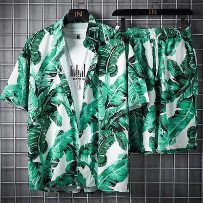 Vêtements de plage pour hommes, ensemble 2 pièces chemise et short hawaïens à séchage rapide, vêtements à la mode imprimés, tenues décontractées d'été