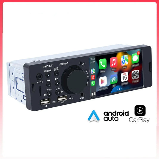 Autoradio CarPlay, Bluetooth, Android Auto, Lecteur MP5, Mains Libres, A2DP, USB, Stéréo, Système Audio, Limitation, Unité Principale, F7805C, 1 Din, 4"