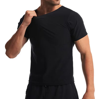 Chemises de Sauna à manches courtes pour hommes, chemises piétillantes à la chaleur, combinaisons de Fitness, taille amincissante, chemise de Compression d'entraînement