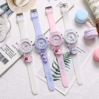 3D Mickey enfants montres filles couleur Source de lumière Silicone Minnie enfants montre dames Quartz horloge cadeaux Relogio Feminino