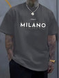 Été hommes 100% pur coton décontracté coupe ample grande taille italie MILANO imprimé confortable col rond à manches courtes T-shirt haut