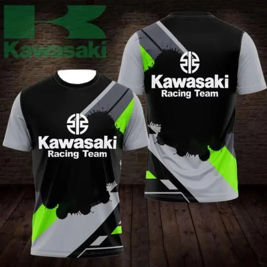 T-shirt de moto robuste pour hommes, vêtements de sport Kawasaki à manches courtes pour l'extérieur, vêtements de sport décontractés, nouveau modèle pour 2025