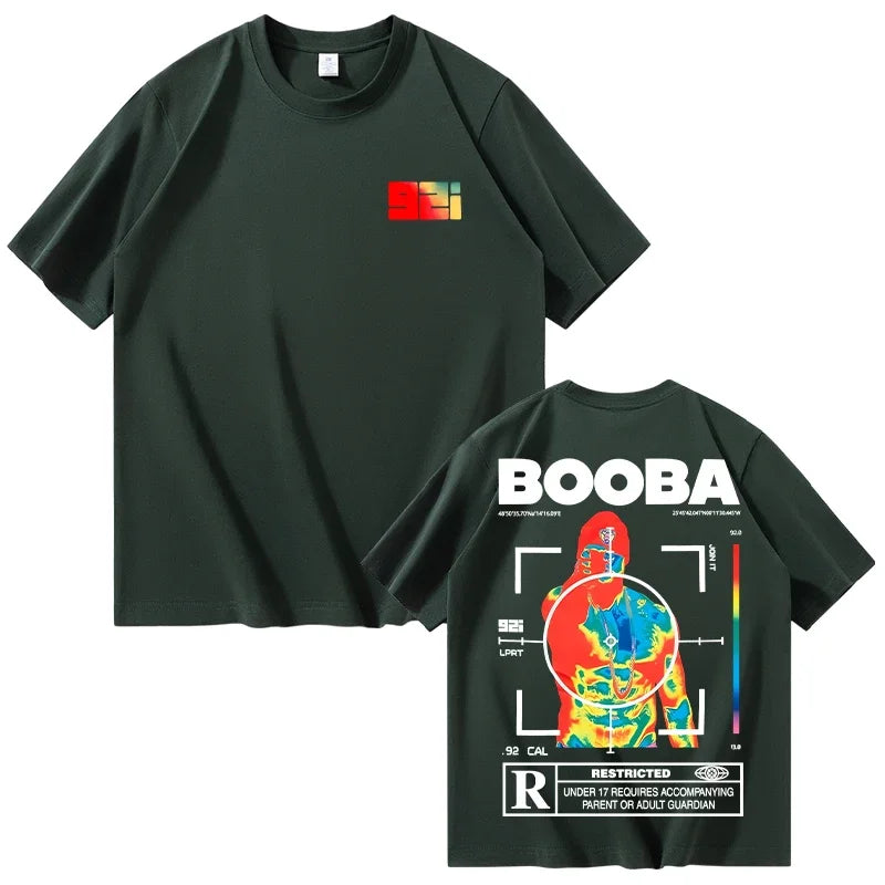 B2O T-shirts hommes mode créative BOOBA imprimé à manches courtes t-shirt femmes décontracté Harajuku Streetwear t-shirt hauts