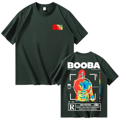 B2O T-shirts hommes mode créative BOOBA imprimé à manches courtes t-shirt femmes décontracté Harajuku Streetwear t-shirt hauts