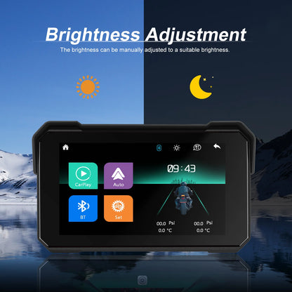 Podofo 5 ''IPS écran moto Carplay Android réglage automatique de la luminosité IP68 étanche Bluetooth 5.0 lecteur d'écran intelligent