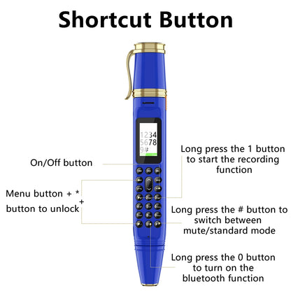 SERVO BM111 stylo Style téléphone portable voix magique Bluetooth composeur Radio FM 2G double SIM veille 0.96 "écran ventilateur fonction téléphones portables