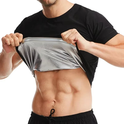 Chemises de Sauna à manches courtes pour hommes, chemises piétillantes à la chaleur, combinaisons de Fitness, taille amincissante, chemise de Compression d'entraînement