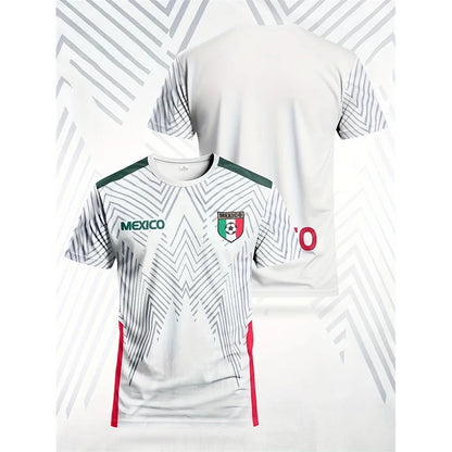 Maillot de Football du mexique T-shirt hommes vêtements rue décontracté col rond t-shirts impression 3D rayure mode été Sport équipe T-shirt haut