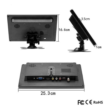 Hikity 10.1 HD Car Monitor TFT LCD HD Digital Monitor with HDMI/VGA/AV/USB/SD PC/TV/DVD Player For truck