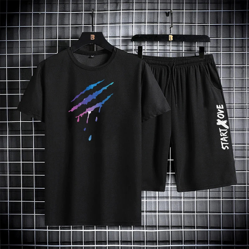 Costumes à la mode pour hommes, ensemble Short et haut d'été, tenue de gymnastique, t-shirt à manches courtes pour étudiants, ensemble 2 pièces, survêtements décontractés pour hommes