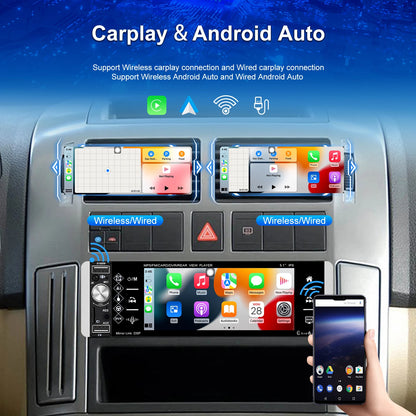 Hikity Carplay 5.1 ''HD 1 Din autoradio lecteur MP5 avec Bluetooth récepteur Radio FM Support TF/USB FM AM RDS USB lien miroir