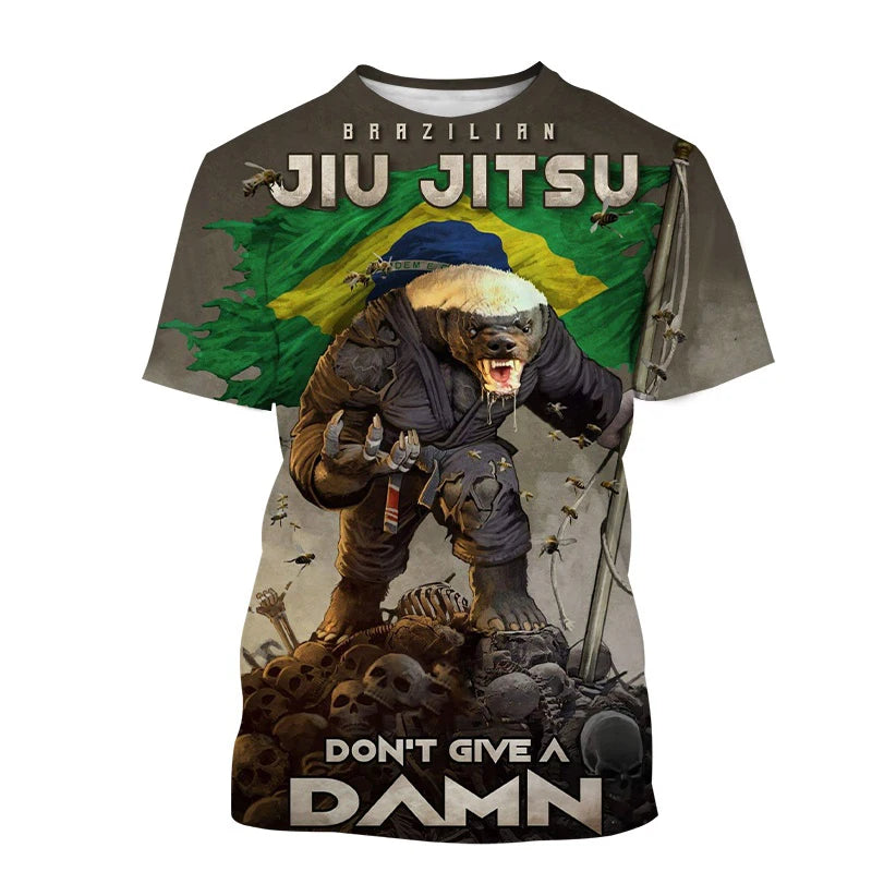 T-shirt imprimé 3D Jiu Jitsu brésilien pour hommes et femmes, tee-shirt pour enfants, vêtements d'été, streetwear, chien, animaux, mode respirante