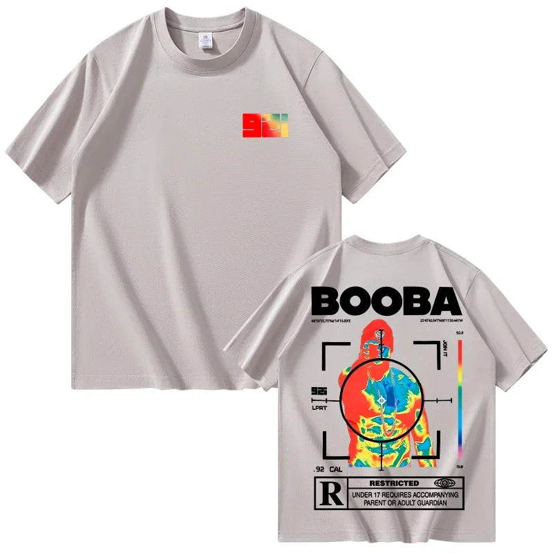 B2O T-shirts hommes mode créative BOOBA imprimé à manches courtes t-shirt femmes décontracté Harajuku Streetwear t-shirt hauts